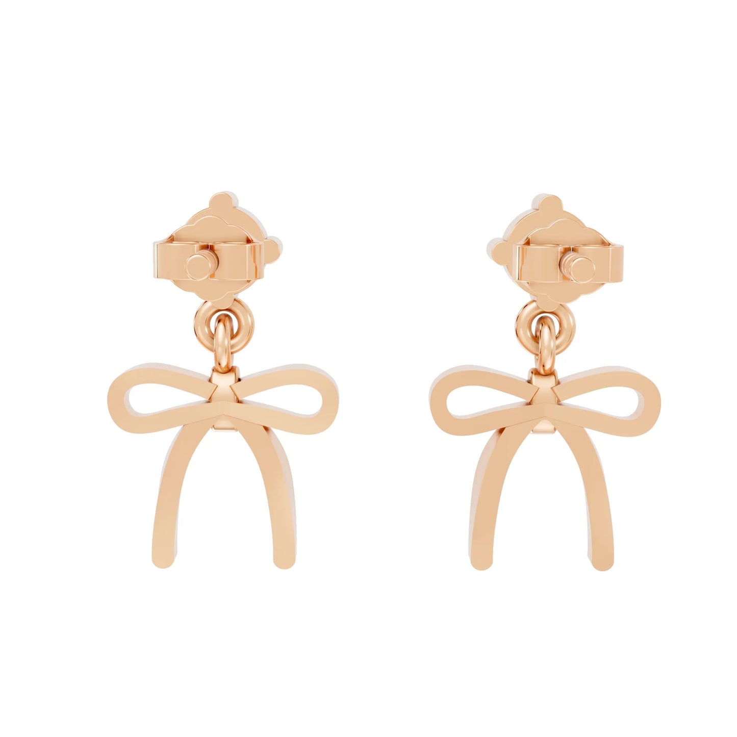 14K Round Cut  Bow Dangle Drop Earring