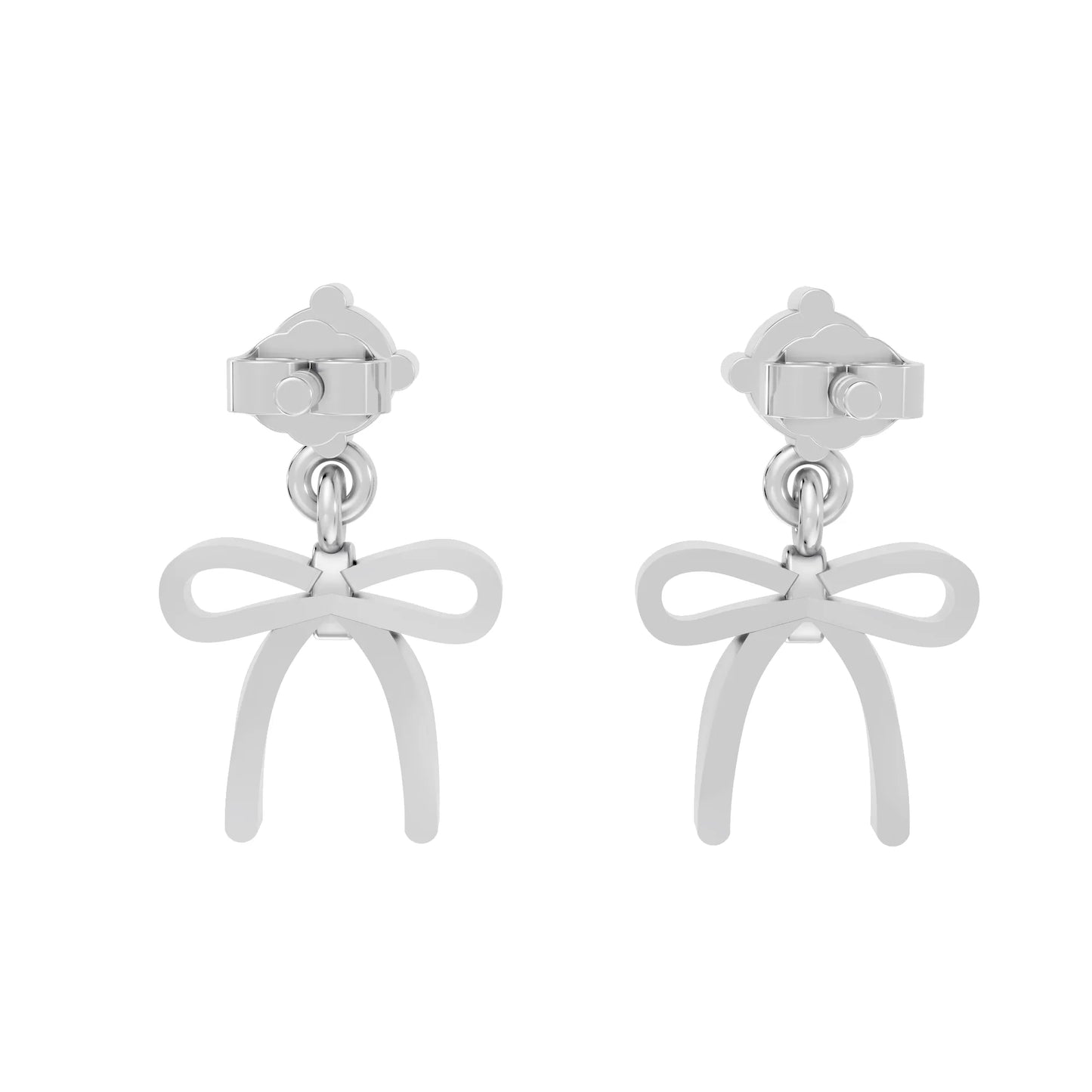 14K Round Cut  Bow Dangle Drop Earring