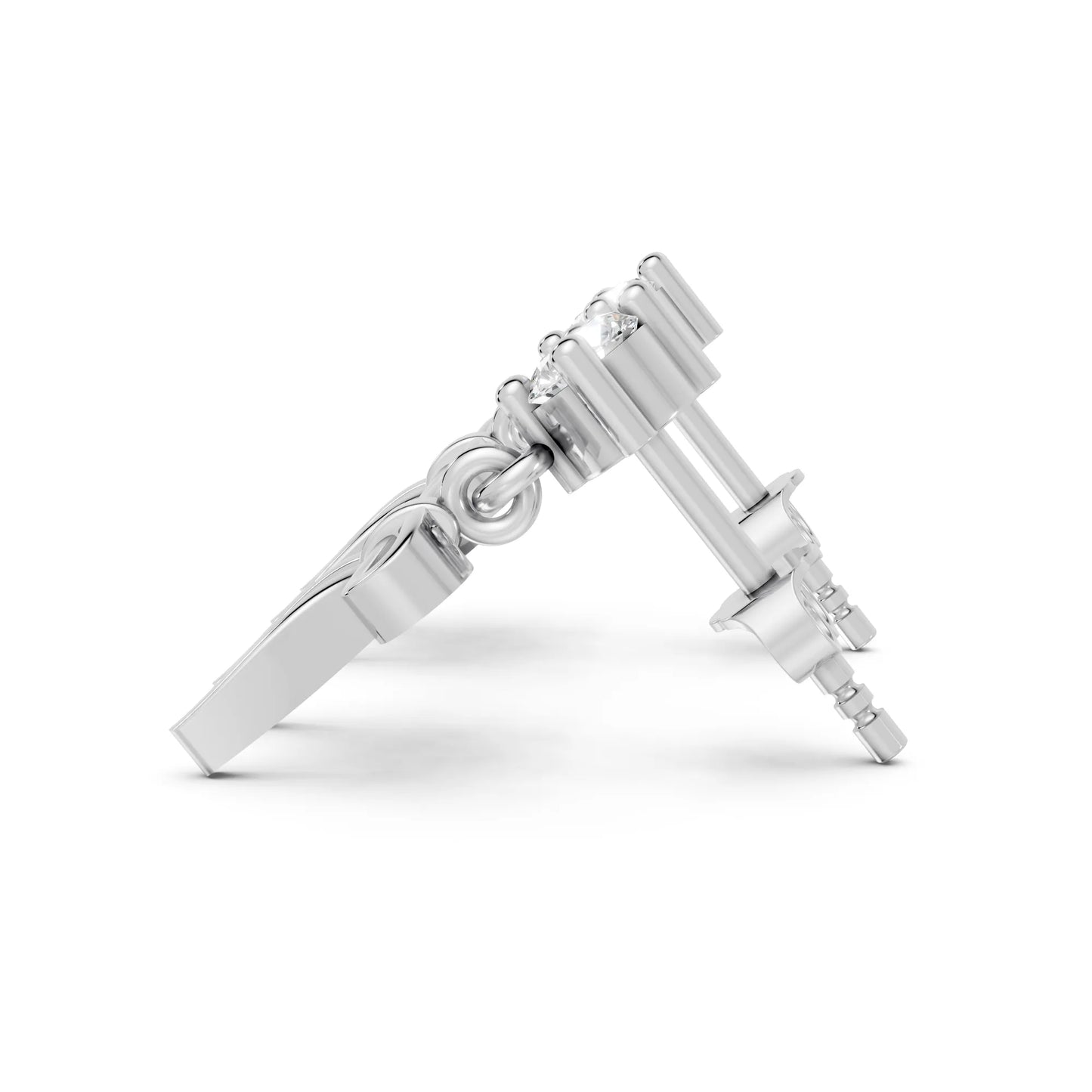 14K Round Cut  Bow Dangle Drop Earring