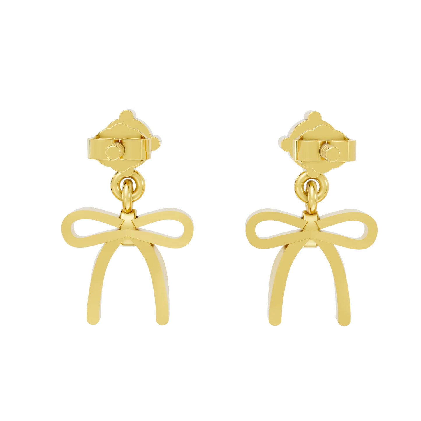 14K Round Cut  Bow Dangle Drop Earring