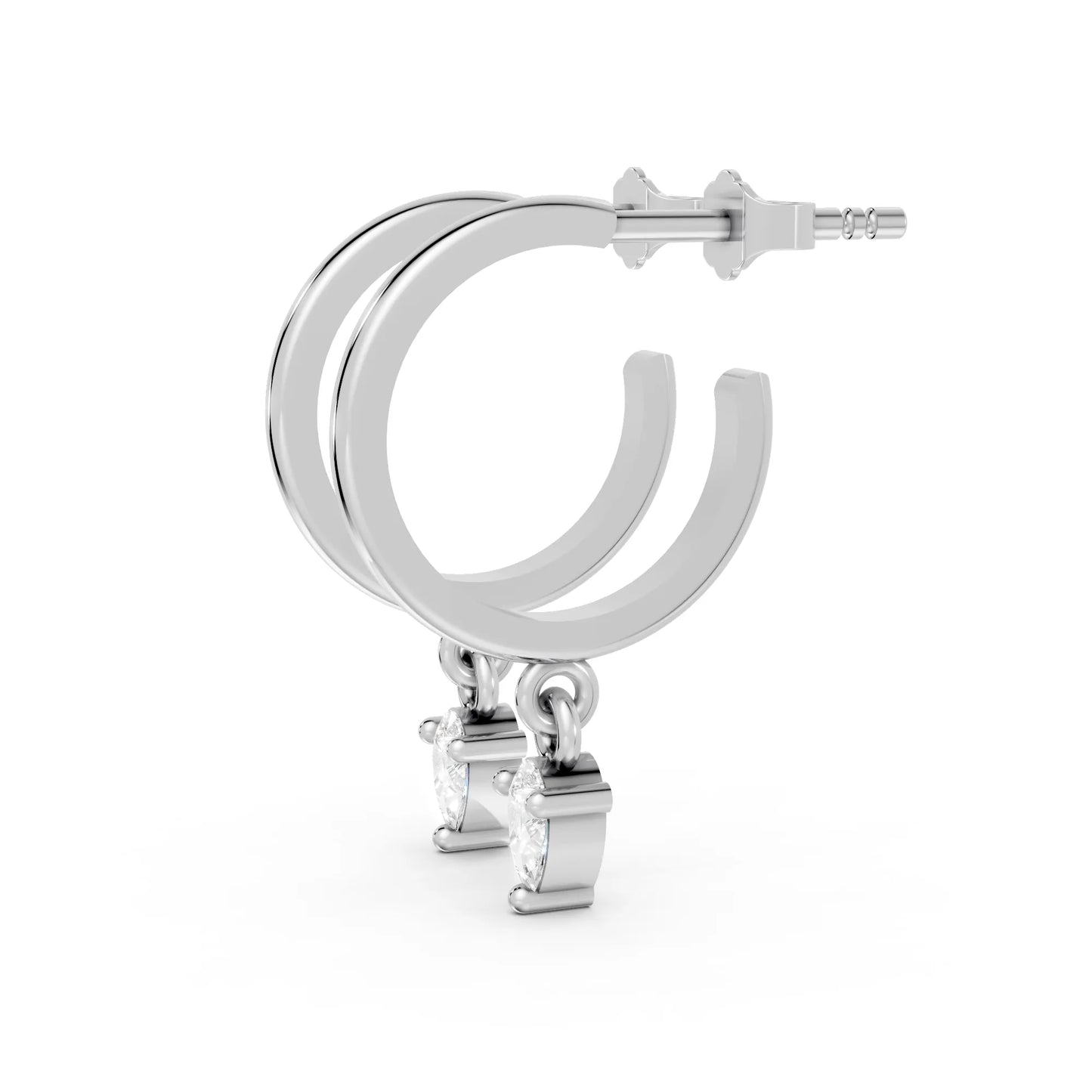 14K Gold Pear Cut Diamond Drop Hoops Earring