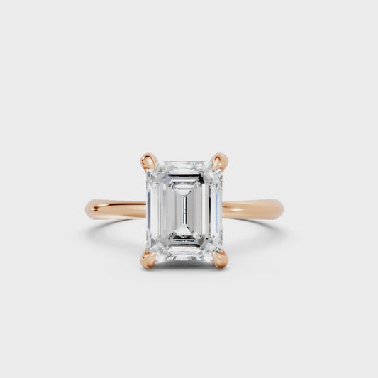 Lab Grown Emerald Diamond Solitaire Engagement Ring in 14K Gold (0.50 - 4.00 Carat Options, E-F Color, VS1-VS2 Clarity, IGI Certified) Mark Your Love with Sparkling Brilliance Surprise Gift